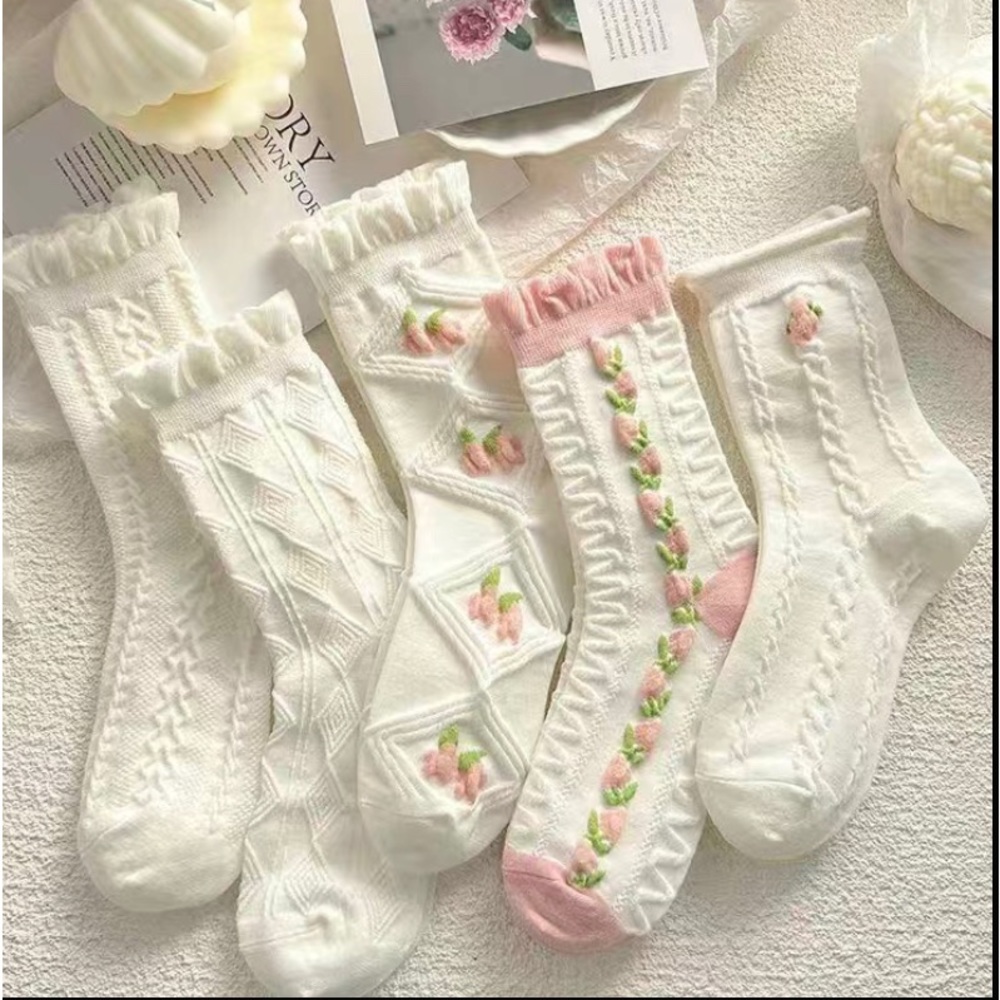 NEW 5-Pack Soft Frilly Ankle Socks Size 5-10